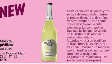 Offre: Mocktail pétillant au yuzu