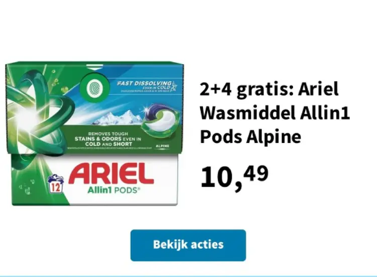 Promotie: Ariel Wasmiddel Allin1 Pods Alpine