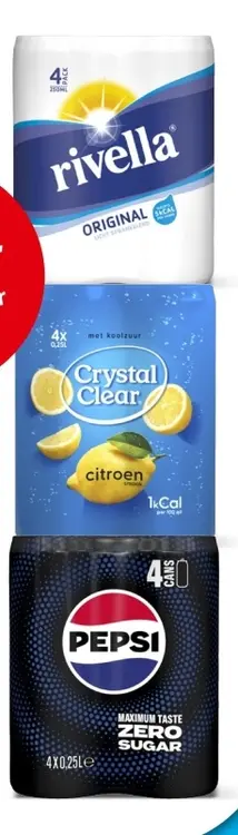 Aanbieding: Rivella Original, Crystal Clear Citroen, Pepsi