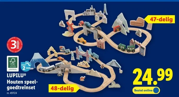 Promotie: Houten speelgoedtreinset