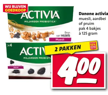 Aanbieding: Danone activia muesli, aardbei of pruim