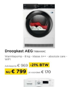 Aanbieding: Droogkast AEG TR8BAA64C