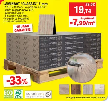 Promotie: Eurohome CLASSIC laminaat 2,47m² 7mm urban legend