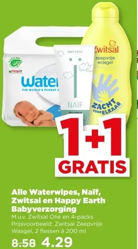 Aanbieding: Waterwipes, Naïf, Zwitsal en Happy Earth Babyverzorging