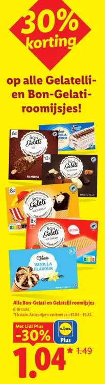Aanbieding: Alle Gelatelli en Bon-Gelati roomijsjes