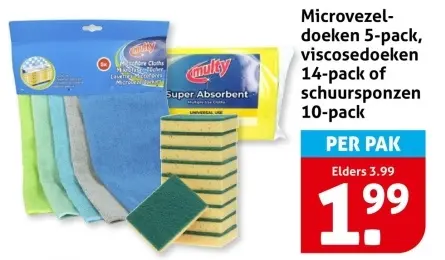 Microvezeldoeken, viscosedoeken of schuursponzen