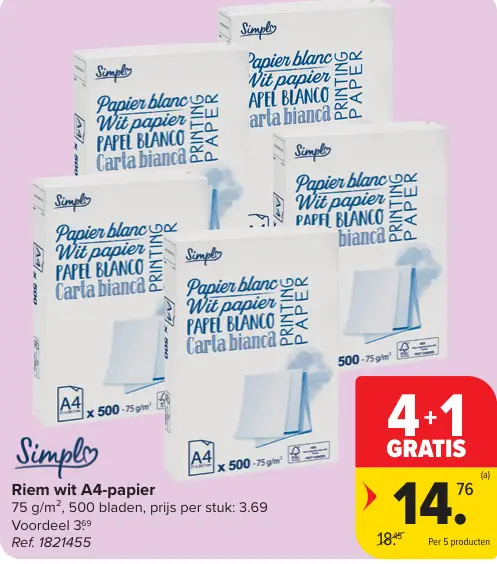 Promotie: Riem wit A4-papier