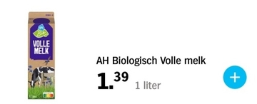 Aanbieding: AH Biologisch Volle melk