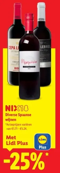 Aanbieding: Diverse Spaanse wijnen