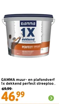 Aanbieding: GAMMA muur- en plafondverf 1x dekkend perfect