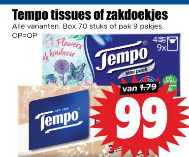 Aanbieding: Tempo tissues of zakdoekjes