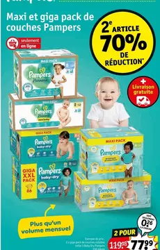 Offre: Maxi et giga pack de couches Pampers