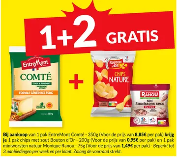 Aanbieding: EntreMont Comté, chips met zout Bouton d'Or 