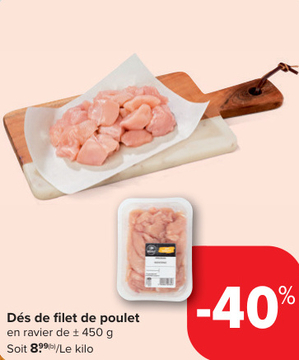 Offre: Dés de filet de poulet