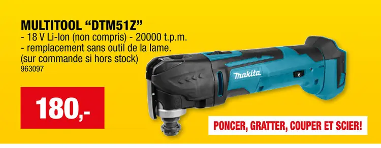 Offre: Makita DTM51Z multitool sans fil 18V Li-Ion batterie non comprise