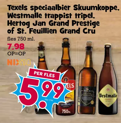 Aanbieding: Speciaalbier Skuumkoppe, Westmalle trappist tripel, Hertog Jan Grand Prestige of St. Feuillien Grand Cru