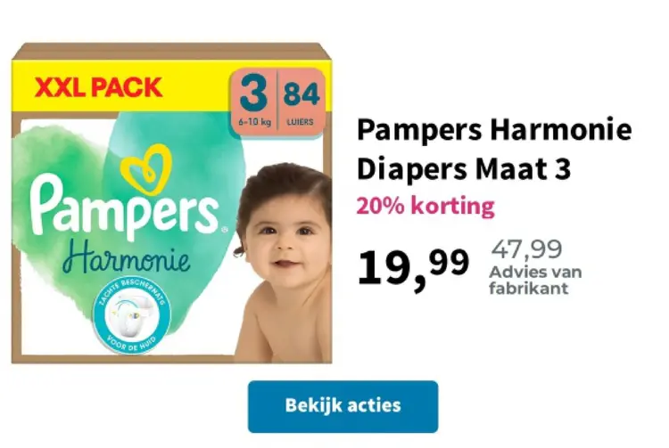 Aanbieding: Pampers Harmonie Diapers Maat 3