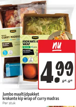 Aanbieding: Jumbo maaltijdpakket krokante kip wrap of curry madras