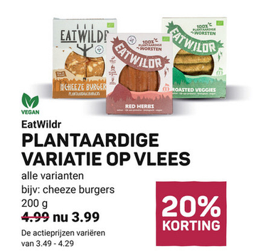 Aanbieding: PLANTAARDIGE VARIATIE OP VLEES cheeze burgers