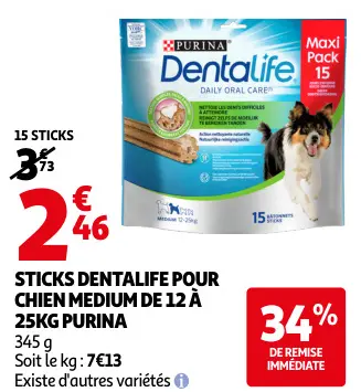 Offre: Sticks dentalife pour chien medium de 12 à 25kg