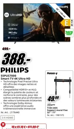 Offre: 55PUS7000 Smart TV 4K Ultra HD