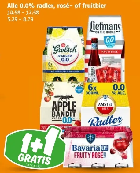 Aanbieding: Alle 0.0% radler, rosé- of fruitbier