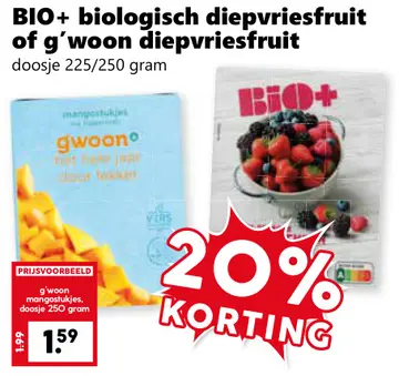 Aanbieding: BIO+ Biologisch diepvriesfruit of g'woon diepvriesfruit