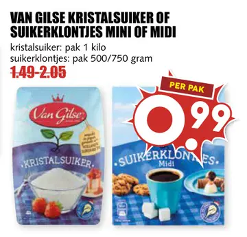 Aanbieding: VAN GILSE KRISTALSUIKER OF SUIKERKLONTJES MINI OF MIDI