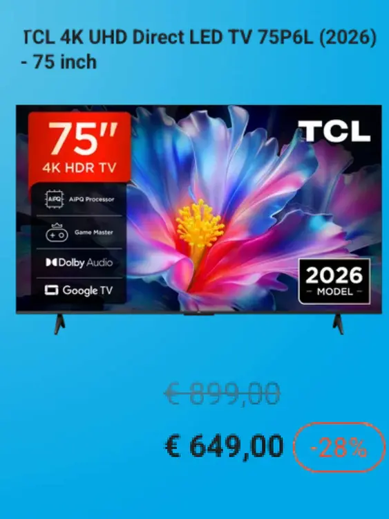 Promotie: 4K UHD Direct LED TV 75P6L