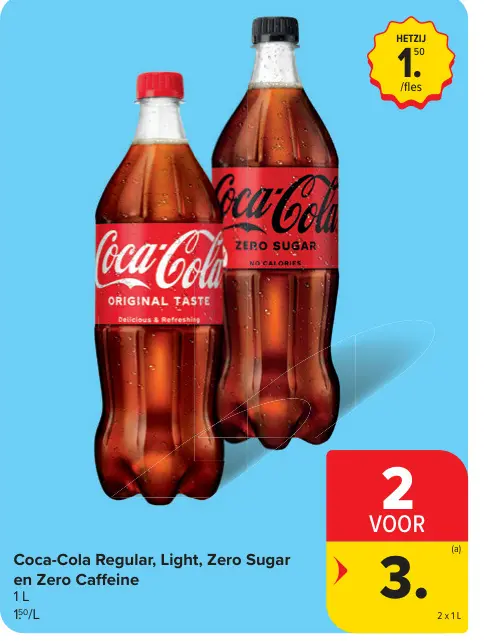 Promotie: Regular, Light, Zero Sugar en Zero Caffeine