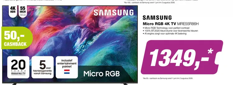 Aanbieding: Micro RGB 4K TV MRE55R86H