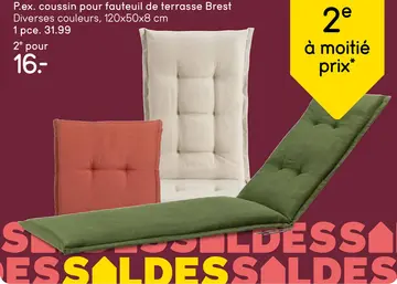 Offre: Coussin pour fauteuil de terrasse Brest - vert foncé - 120x50 cm