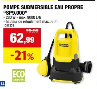 Offre: SP 9000 pompe vide-cave à  aspiration plate 280W
