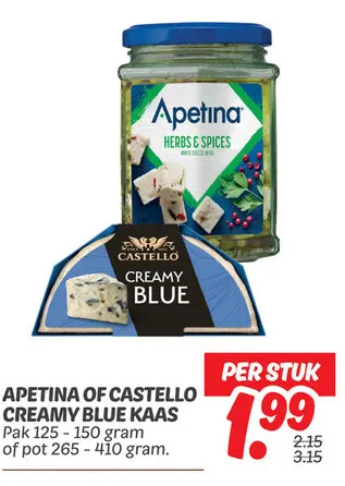 Aanbieding: Apetina of Castello creamy blue kaas