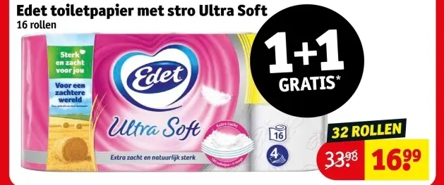 Aanbieding: Edet toiletpapier met stro Ultra Soft