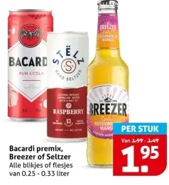 Aanbieding: Bacardi premix, Breezer of Seltzer