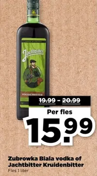 Aanbieding: Zubrowka Biala vodka of Jachtbitter Kruidenbitter
