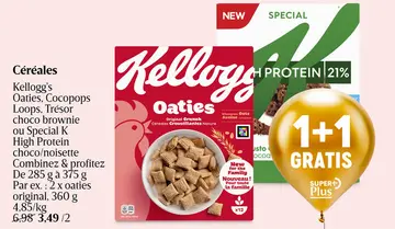 Offre: Kellogg's Oaties, Cocopops Loops, Trésor choc
