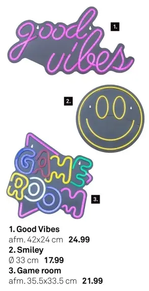 Aanbieding: Good vibes, simley of game room neon signs