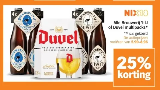 Aanbieding: Alle Brouwerij 't IJ of Duvel multipacks