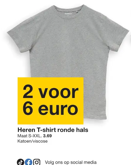 Promotie: Heren T-shirt ronde hals
