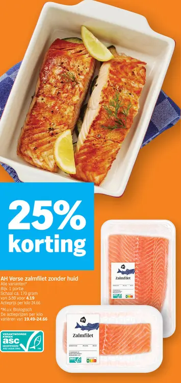 Promotie: Verse zalmfilet zonder huid