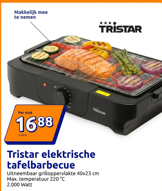 Aanbieding: Tristar elektrische tafelbarbecue