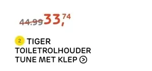 Aanbieding: TIGER TOILETROLHOUDER TUNE MET KLEP