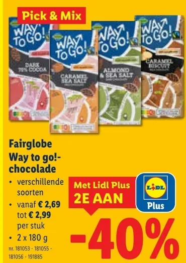Promotie: Fairglobe Way to go!-chocolade