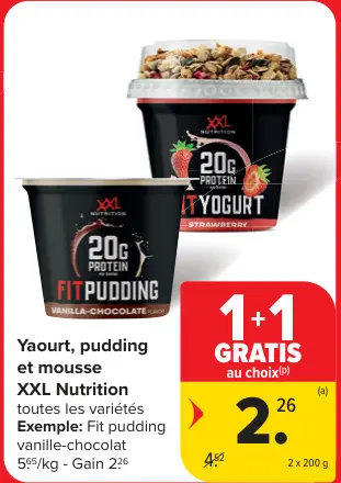 Offre: Yaourt, pudding et mousse