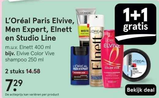 Aanbieding: L'Oréal Paris Elvive, Men Expert, Elnett en Studio Line