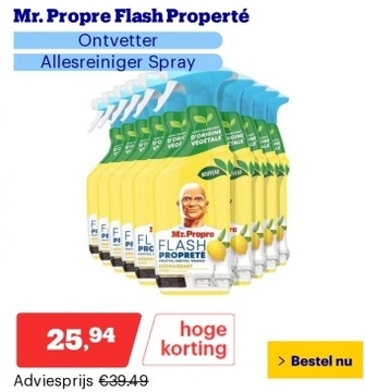 Aanbieding: Mr. Propre Flash Properté - Ontvetter - Allesreiniger Spray - Citroen - Voordeelverpakking 10 x 500ml