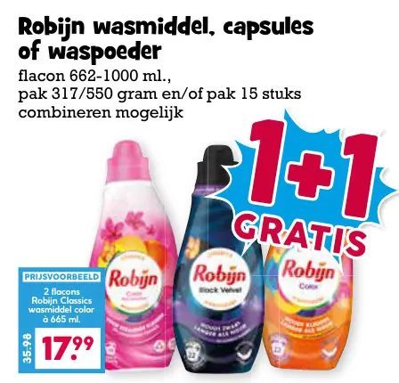 Aanbieding: Robijn wasmiddel, capsules of waspoeder
