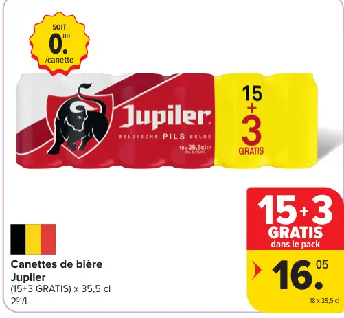 Offre: Canettes de bière Jupiler